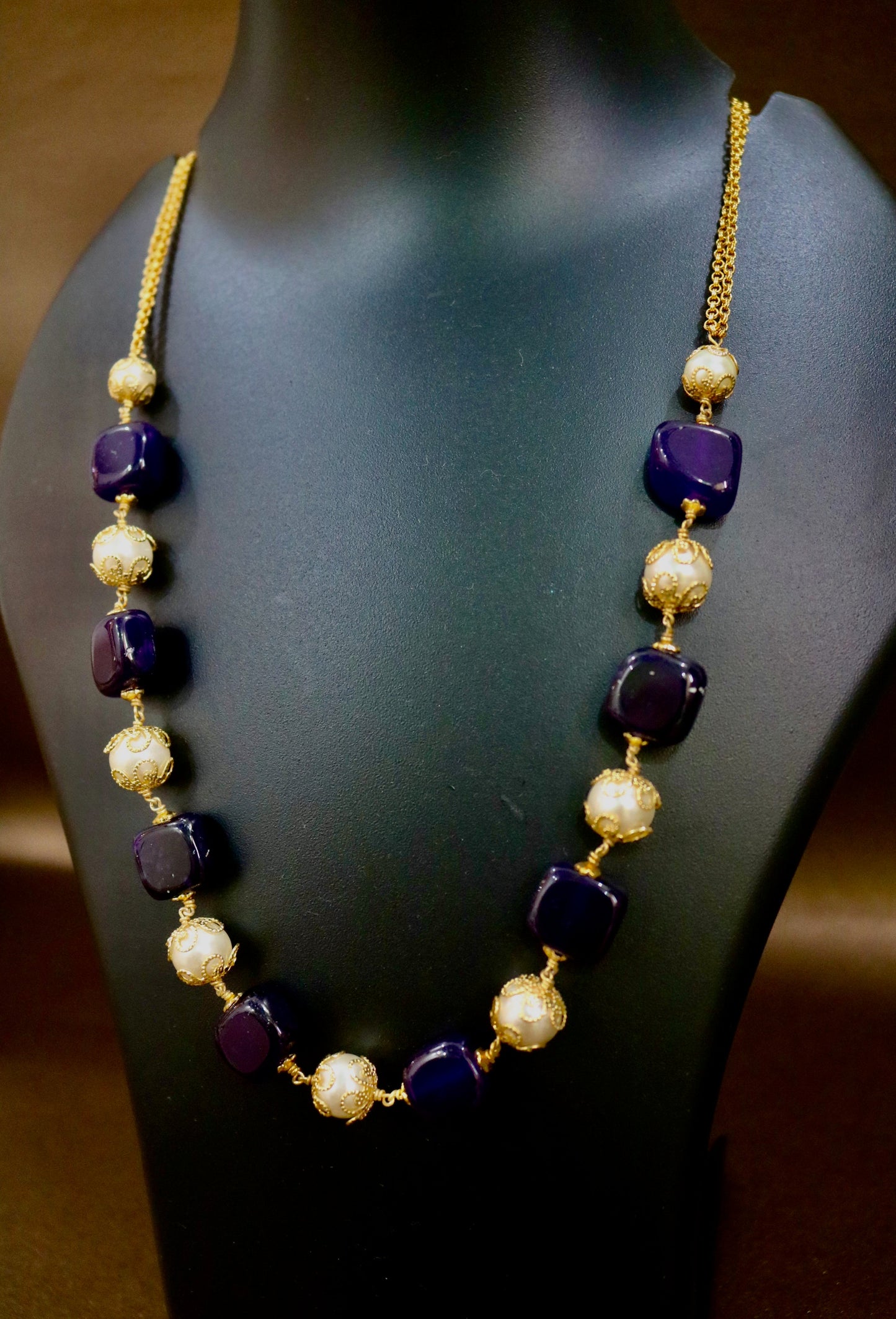 Navy Blue Gemstone Necklace