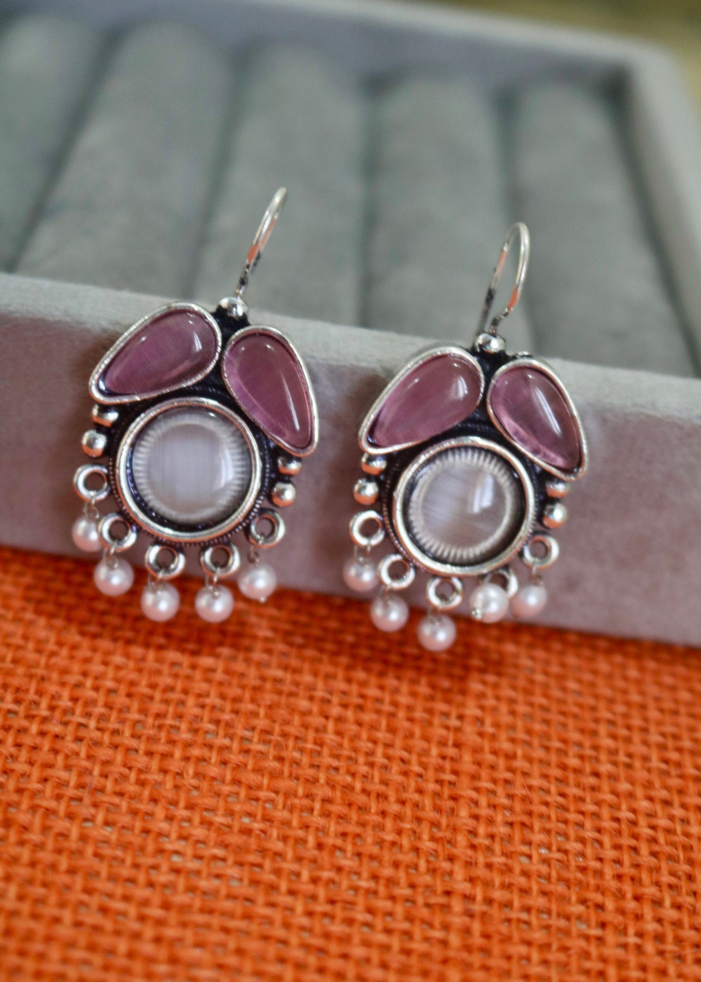 Gemstone Glam Earrings Pink