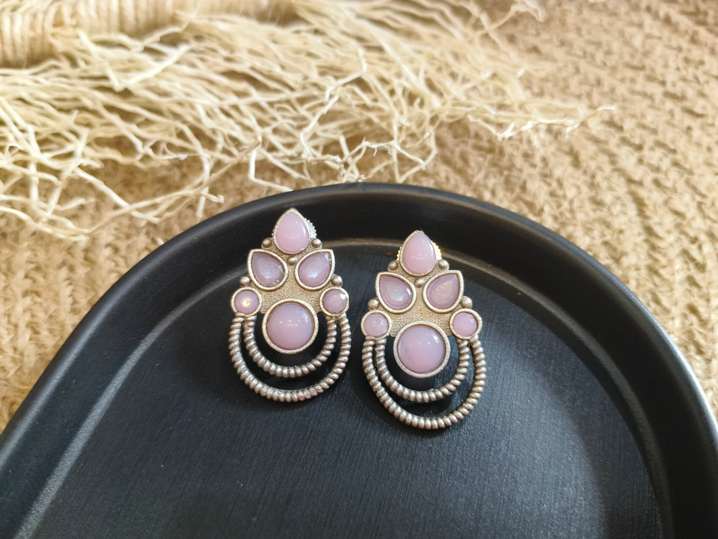 Delicate Dream: Pink Stone and Silver Studs