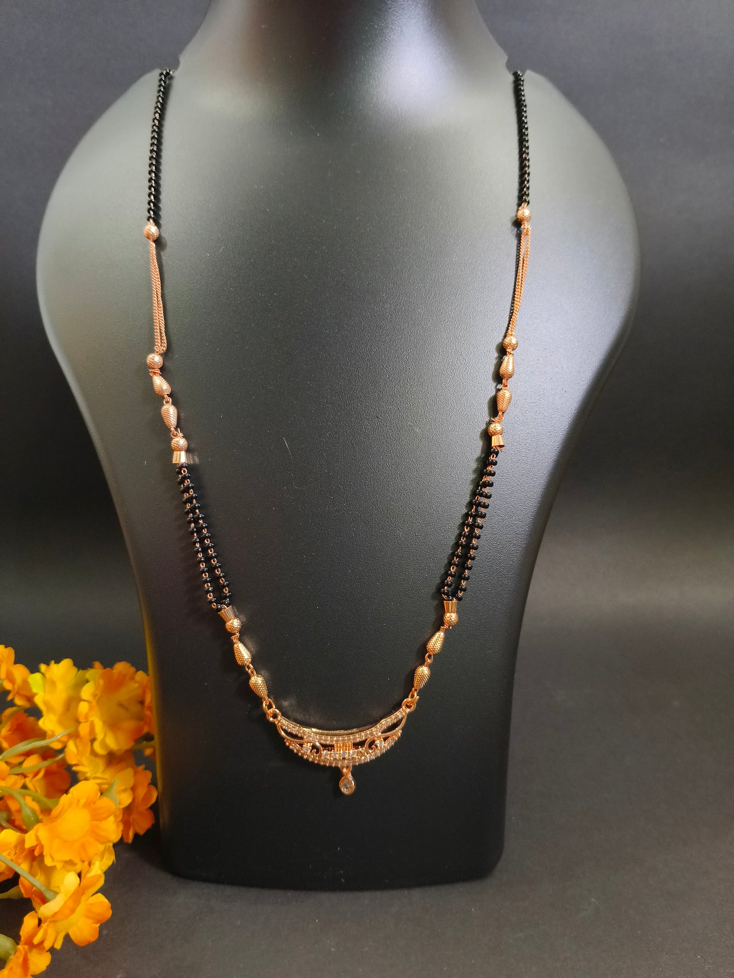 Women's Pride American Diamond Rose Gold Plated Mangalsutra