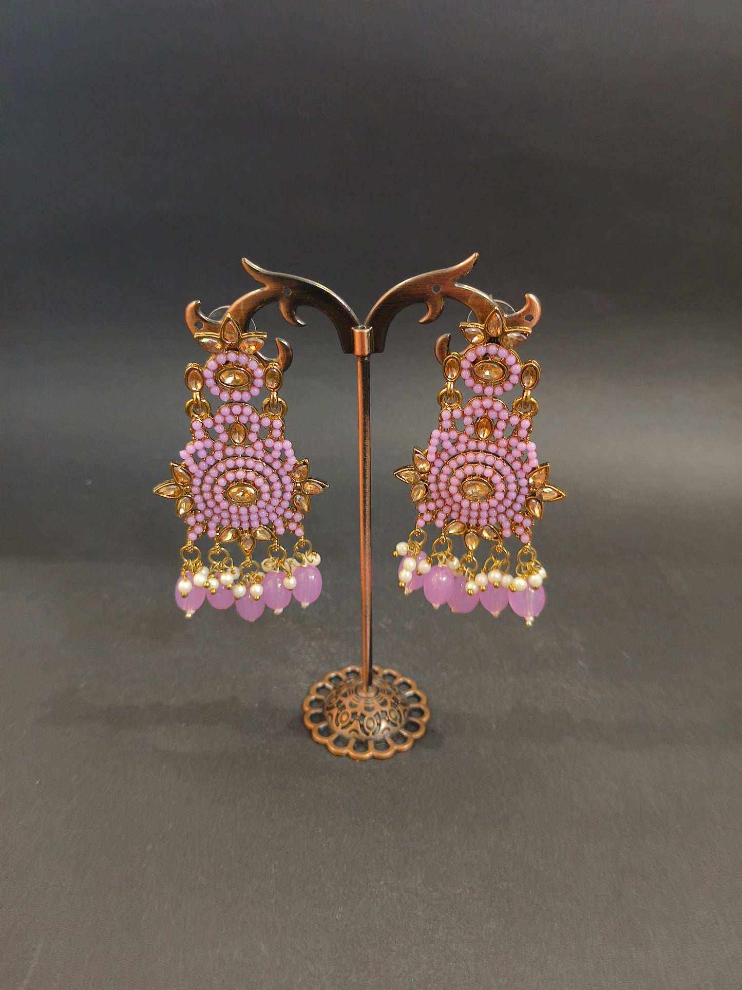 Afra Tikka Set Polki Earrings - Lavender/Lilac