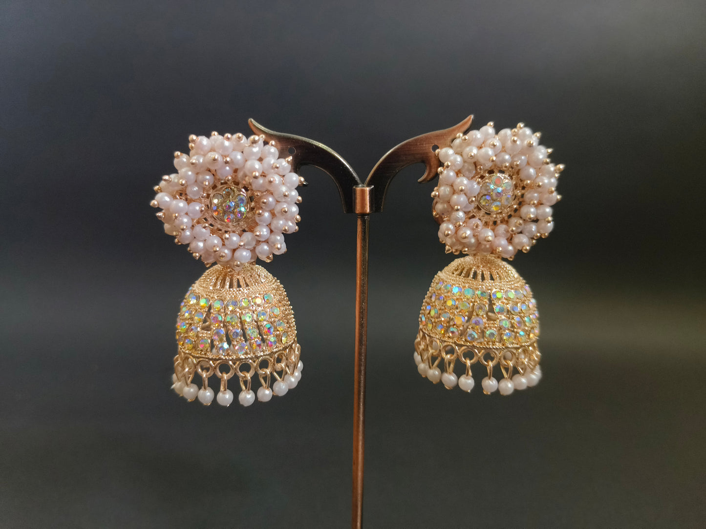 Pearl & Stone Jhumki Earrings