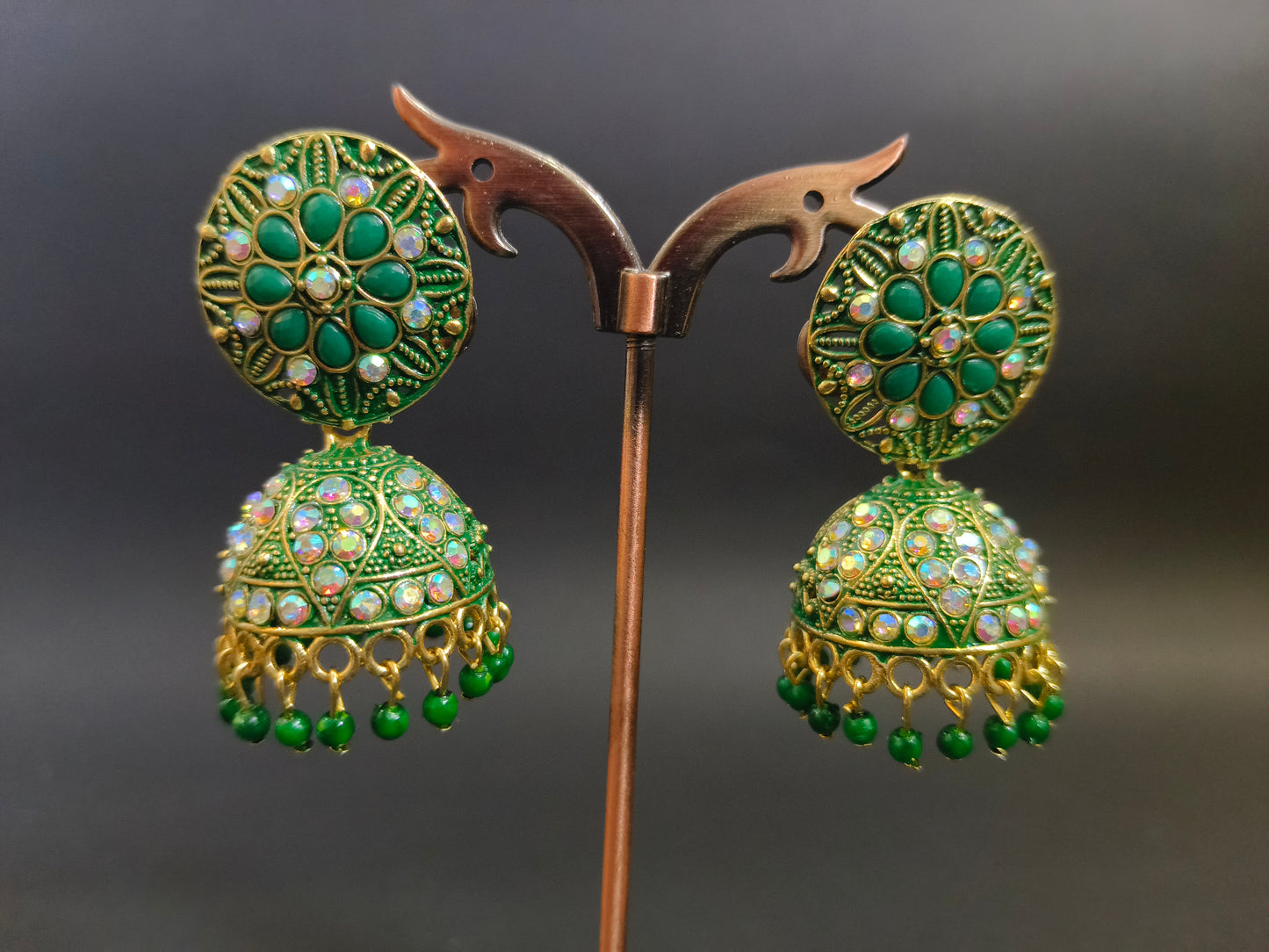 Emerald Green Jhumka Earrings