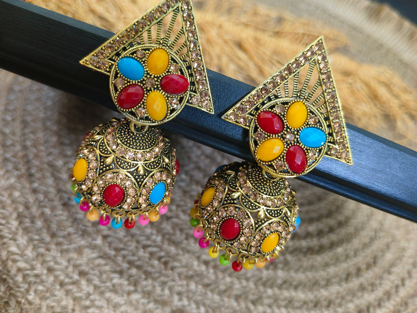 Fancy Golden Traditional Jhumka Earrings