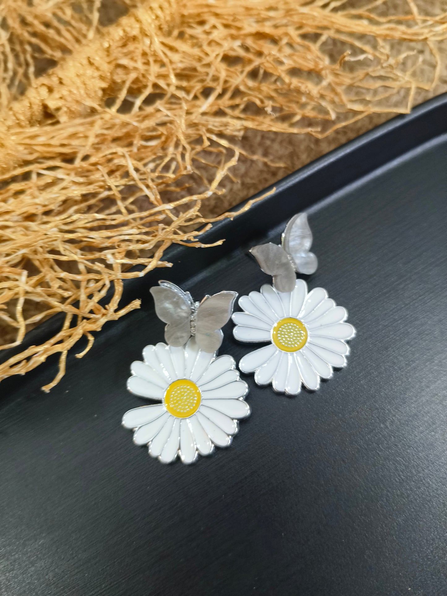 Daisy & Butterfly Earrings - Whimsical Charm