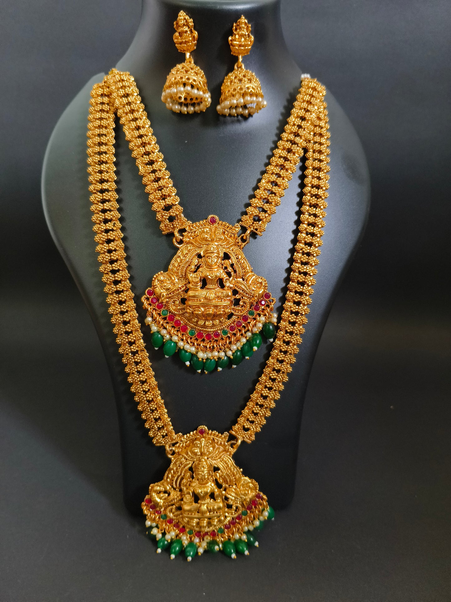 Antique Lakshmi Temple Jewellery Long Haram Set