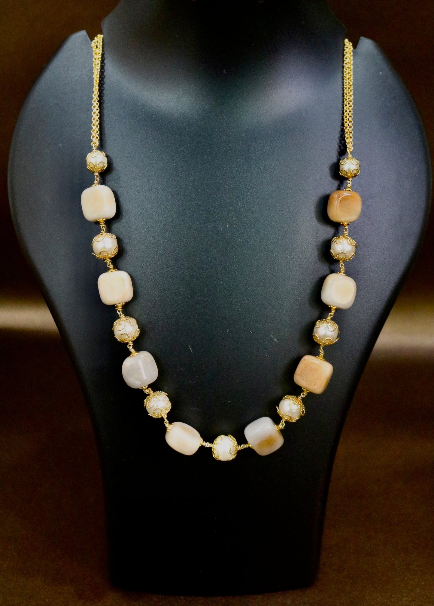 Beige Gemstone Necklace