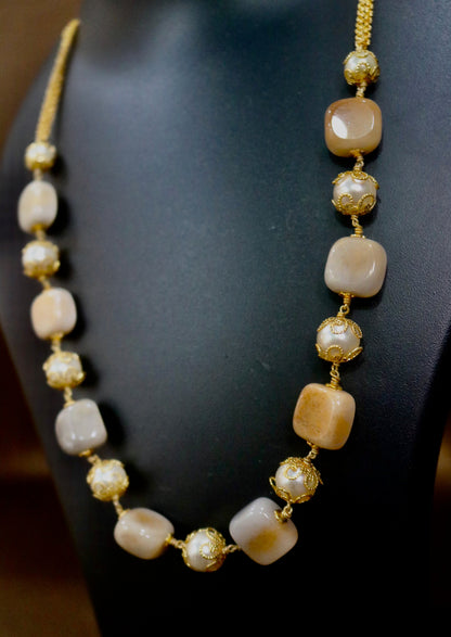 Beige Gemstone Necklace