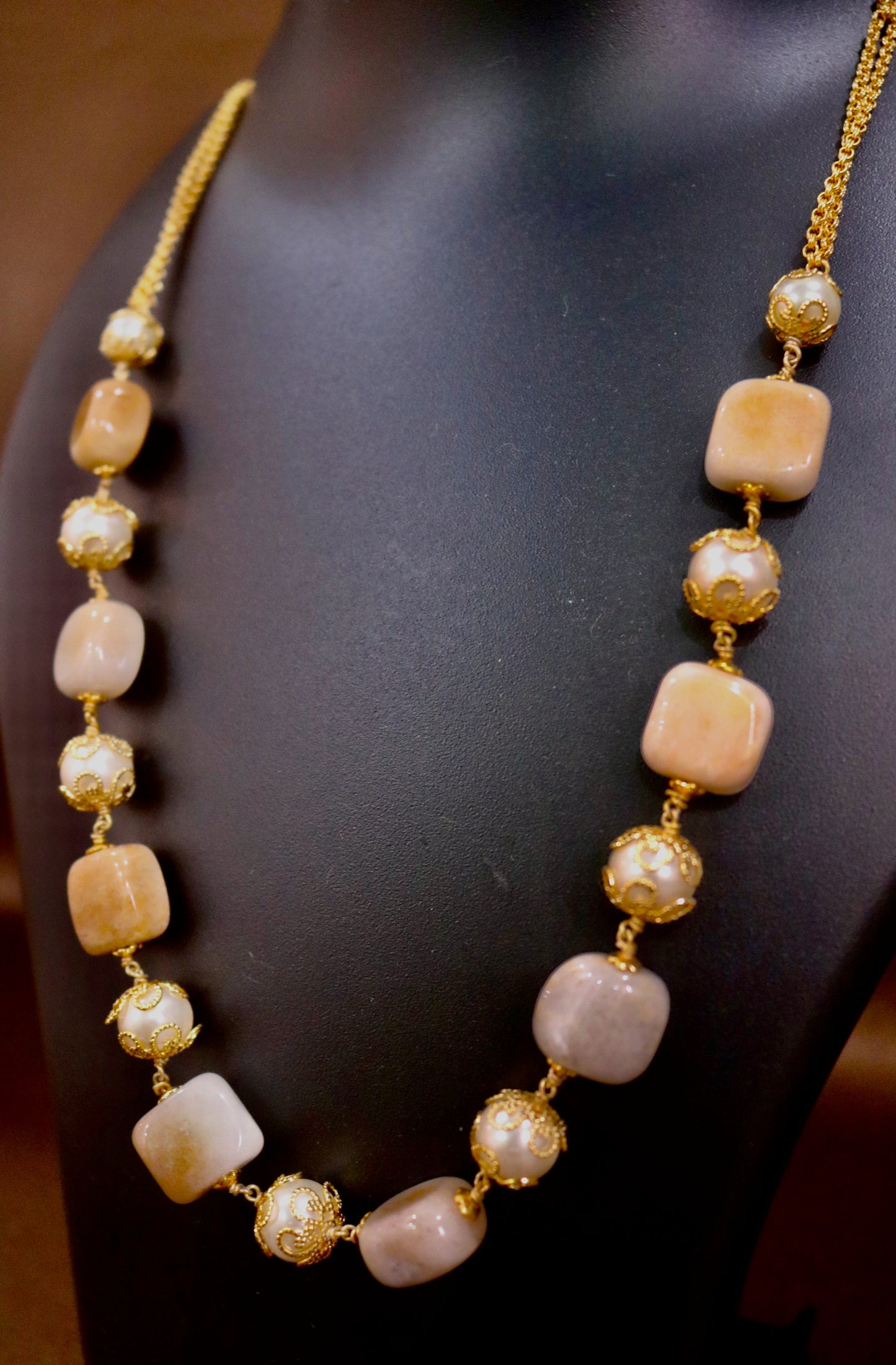 Beige Gemstone Necklace