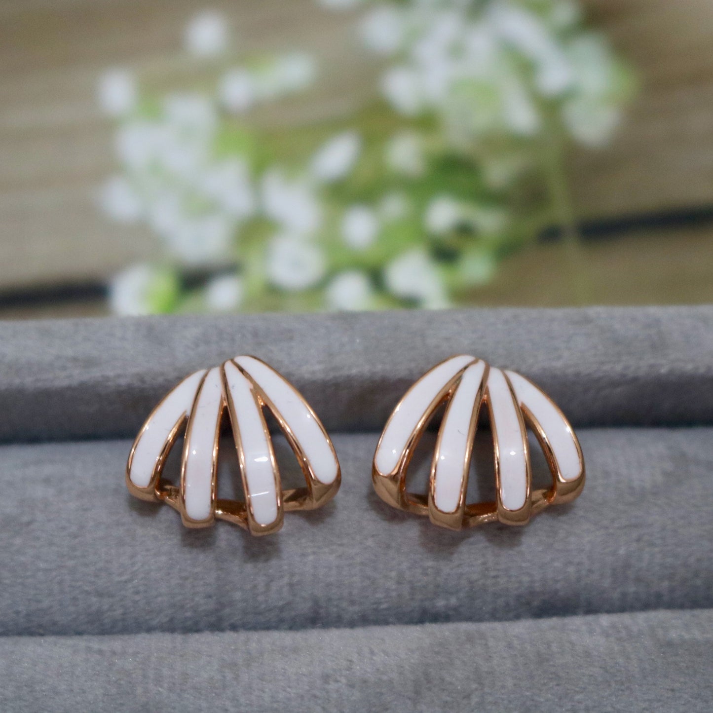 White Wing Stud Earrings