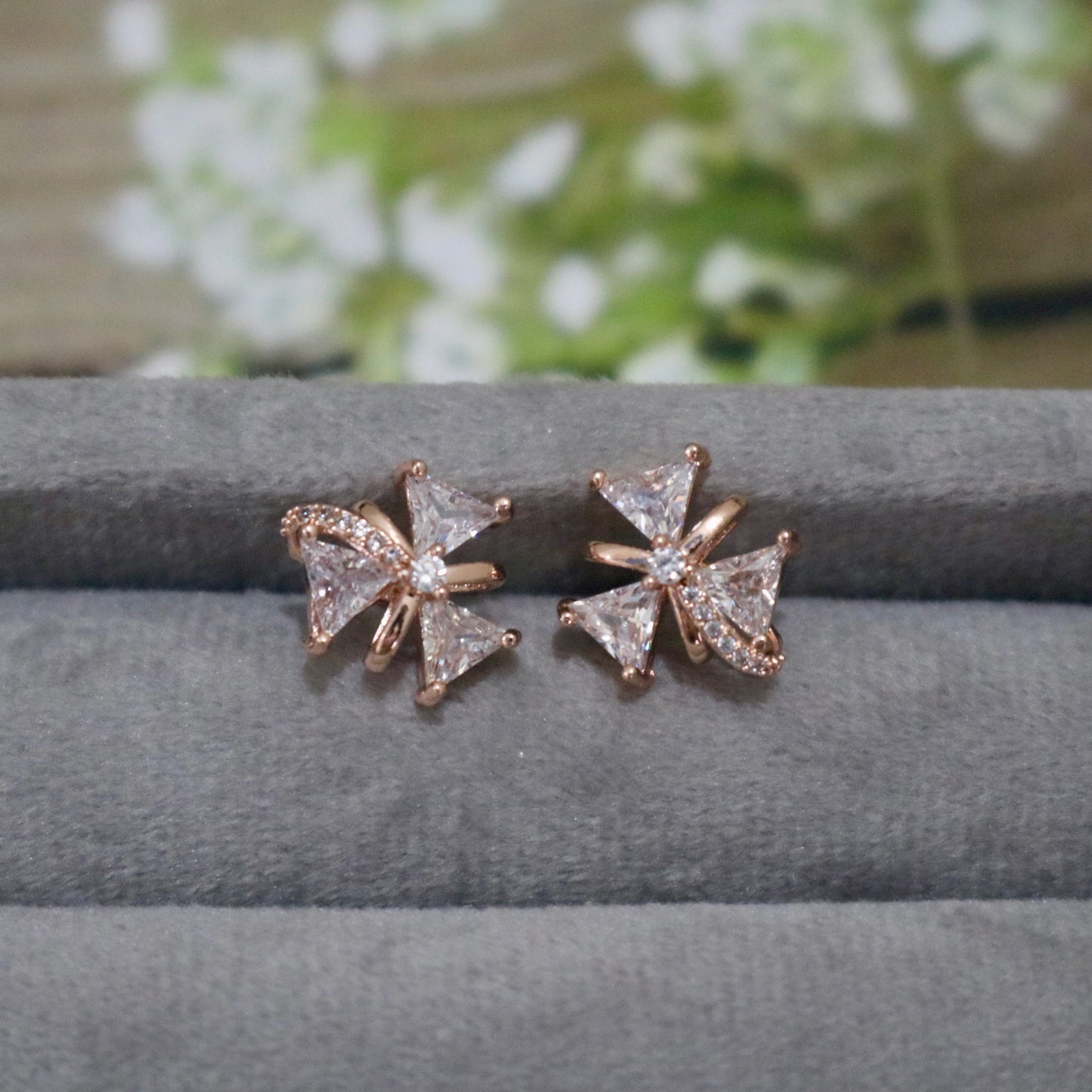 Crystal Flower Stud Earrings