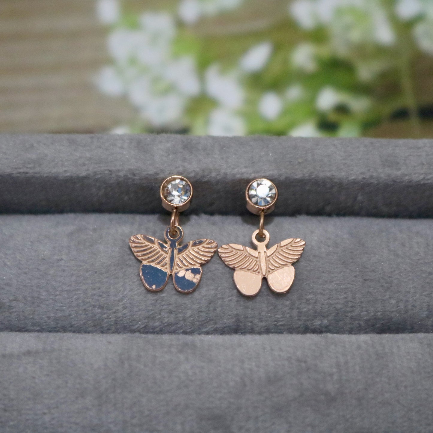 Golden Butterfly Stud Earrings