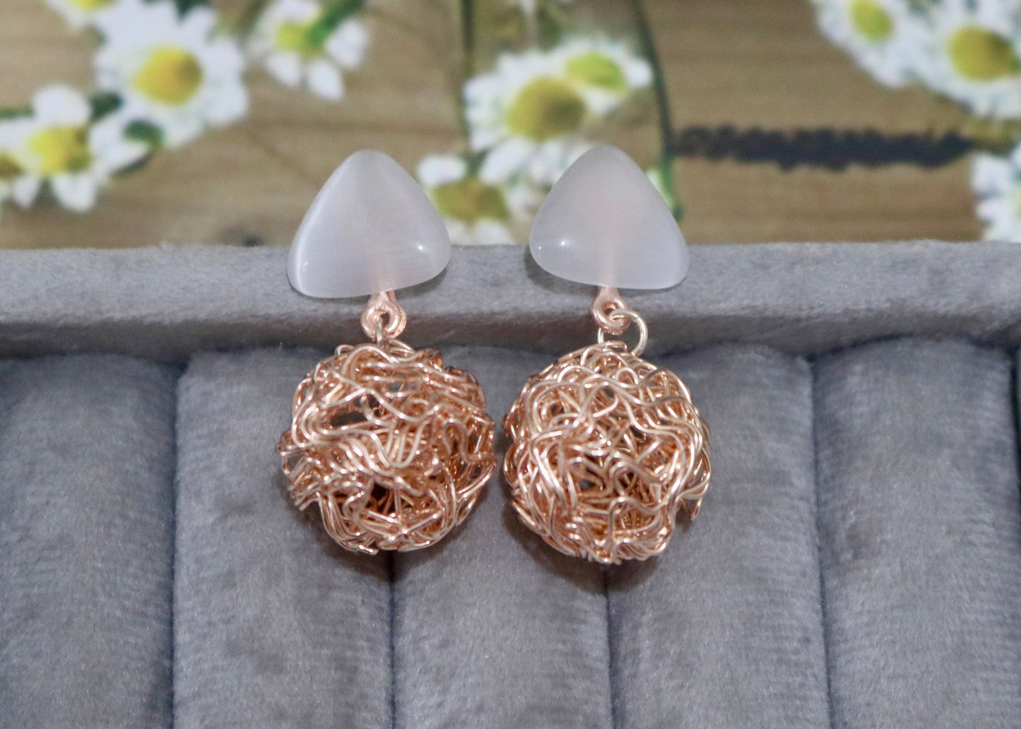 Twisted Tales Drop Earrings -Rose Gold