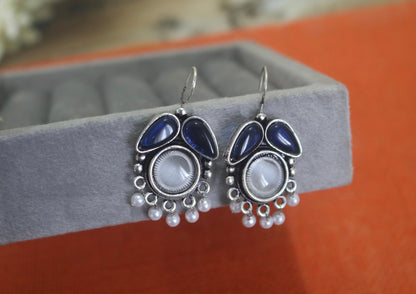 Gemstone Glam Earrings Blue