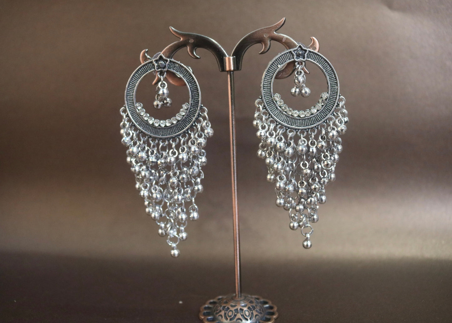 Silver Symphony Beads Hanging Earrings