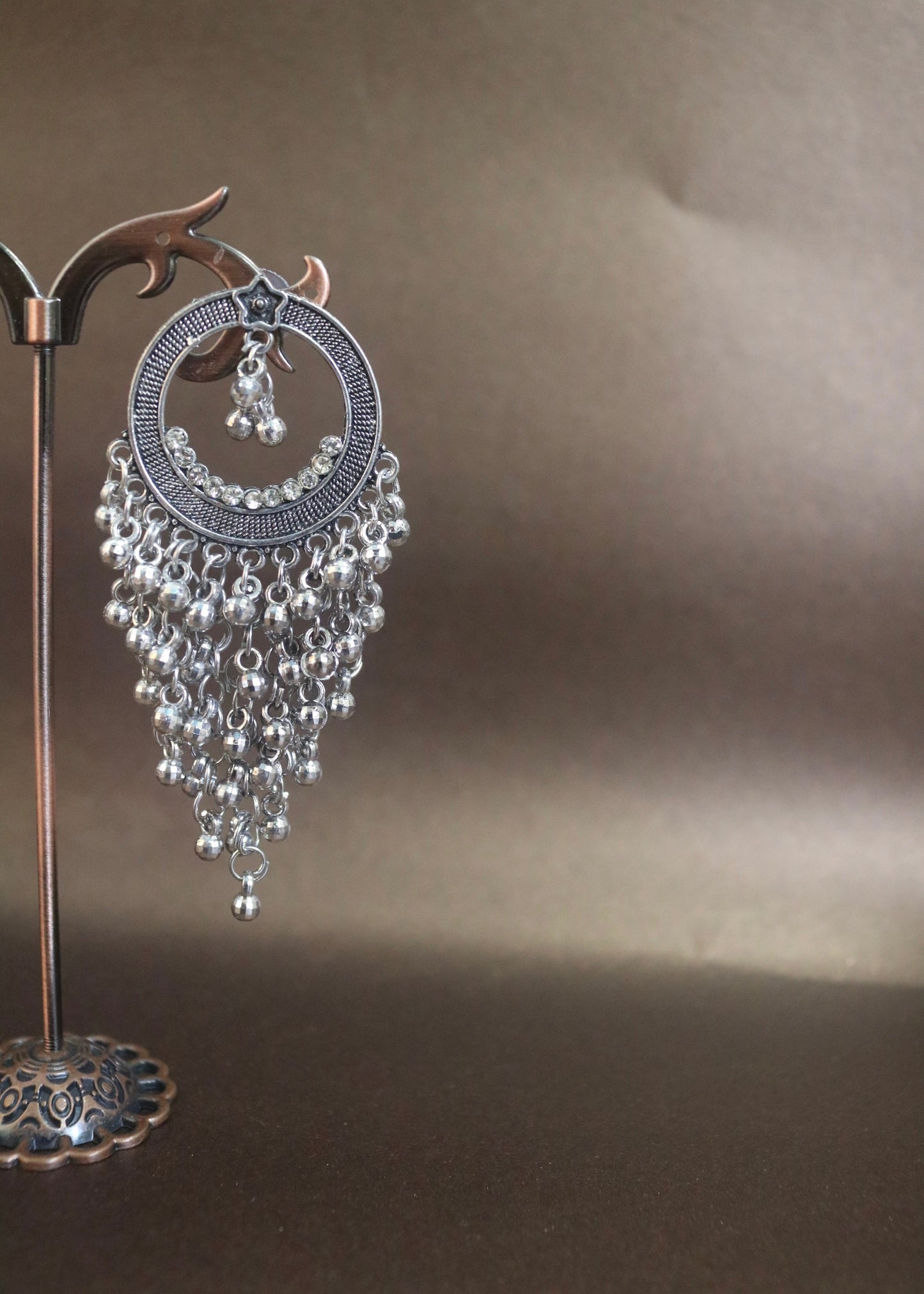 Silver Symphony Beads Hanging Earrings