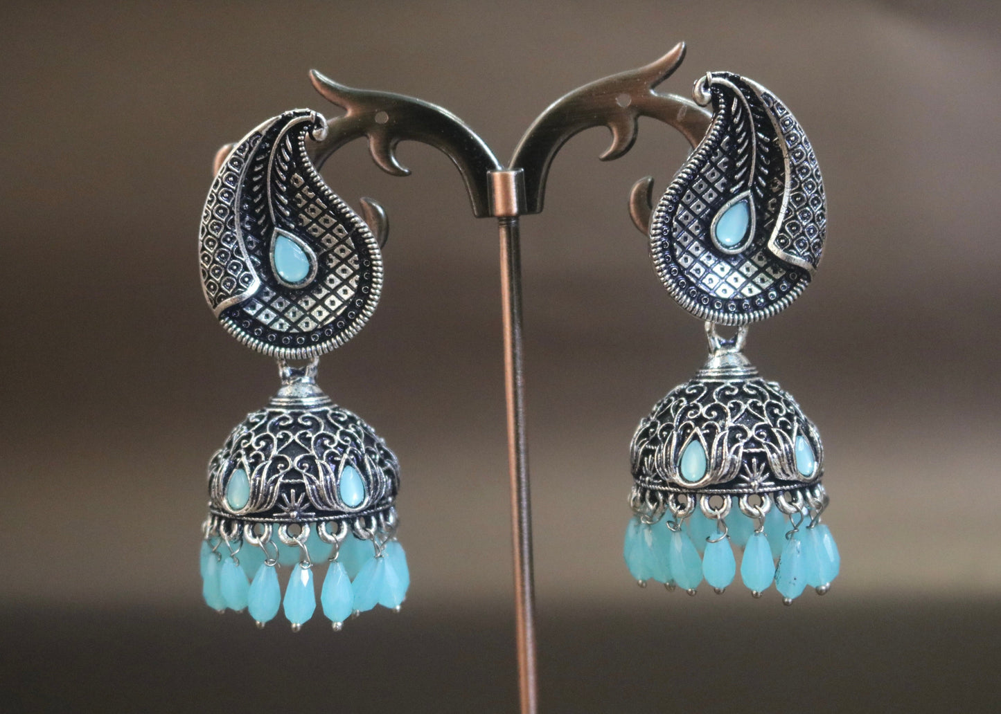 Ethnic Elegance Jhumka Earrings Blue