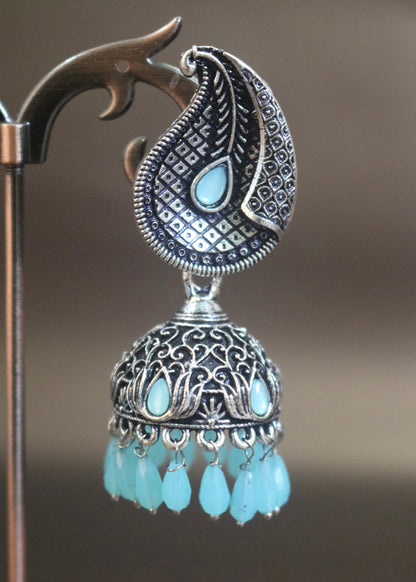 Ethnic Elegance Jhumka Earrings Blue