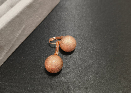 Shiny Spheres Earrings -Rose Gold