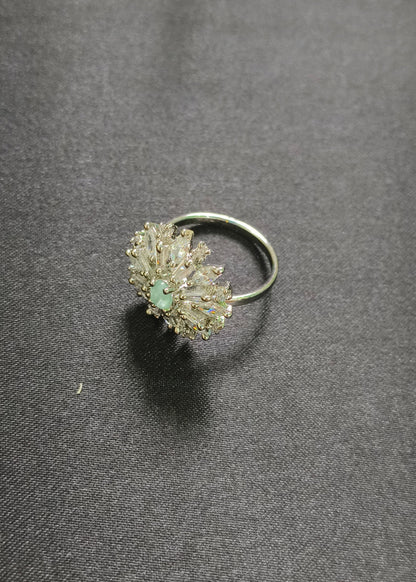 Crystal Royal Ring With Green Stone