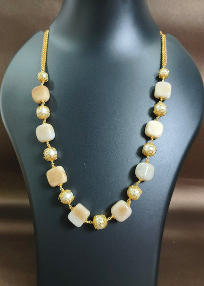 Beige Gemstone Necklace