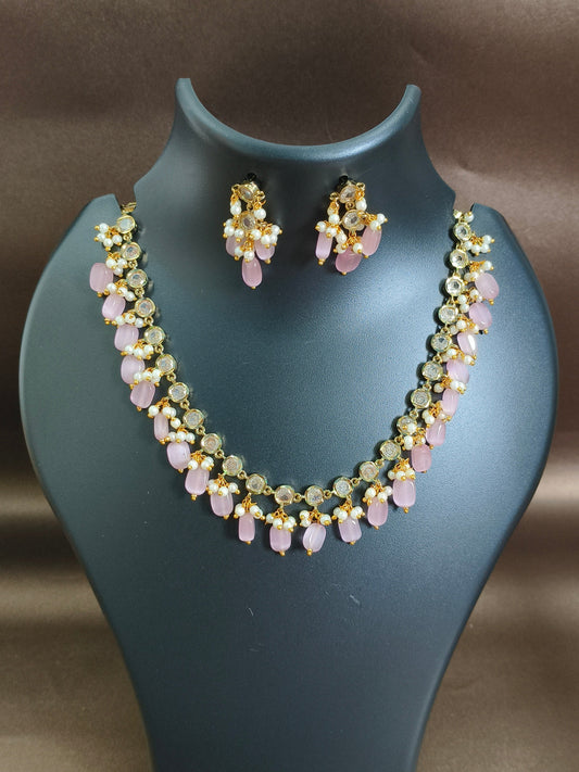 Golden Elegance Necklace Set -pink