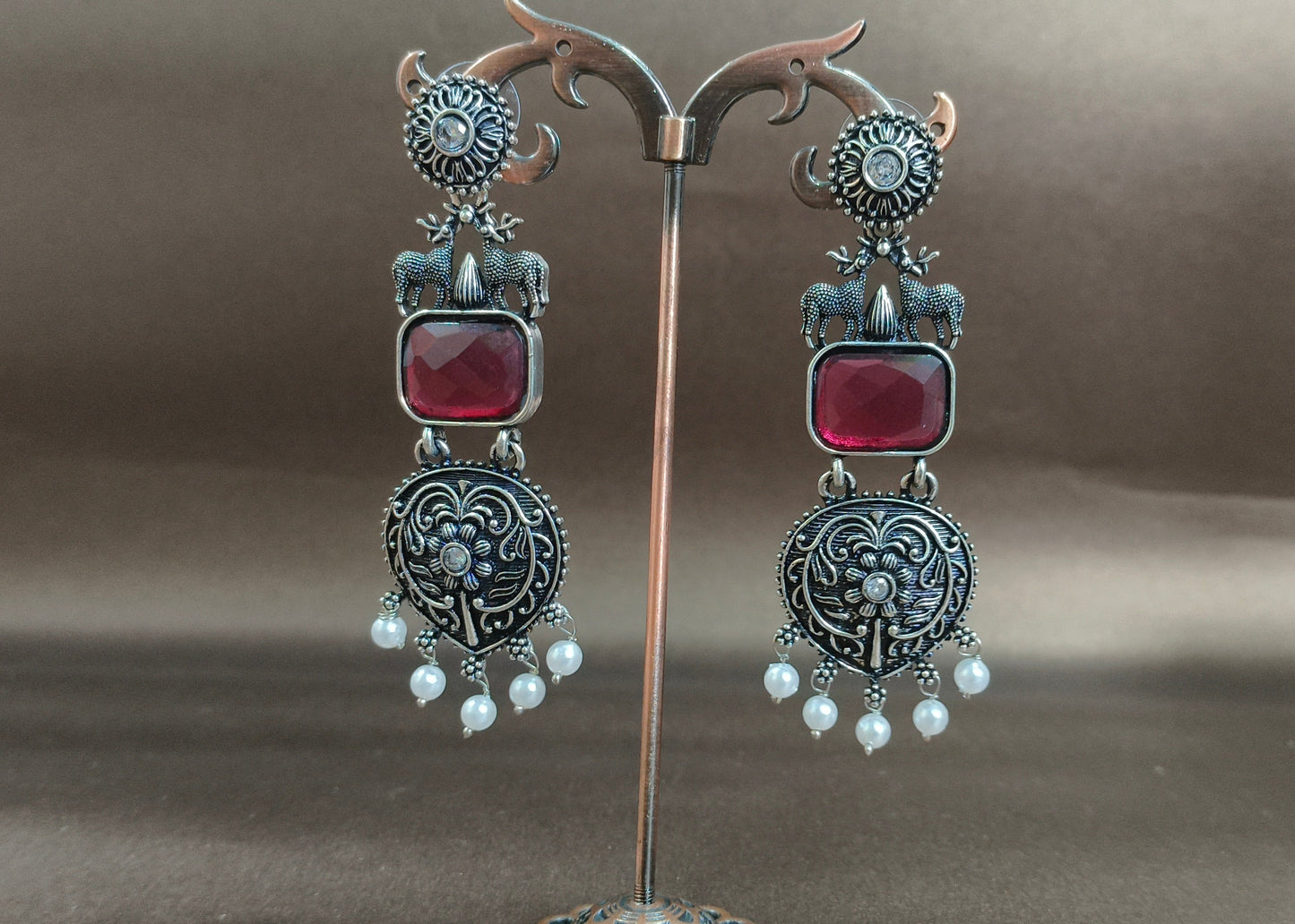 Antique Silver Deer Delight  Earrings