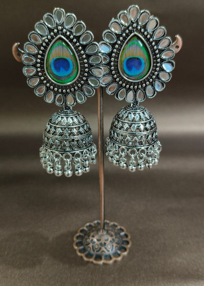 Trending Peacock Oval Jhumka Earrings