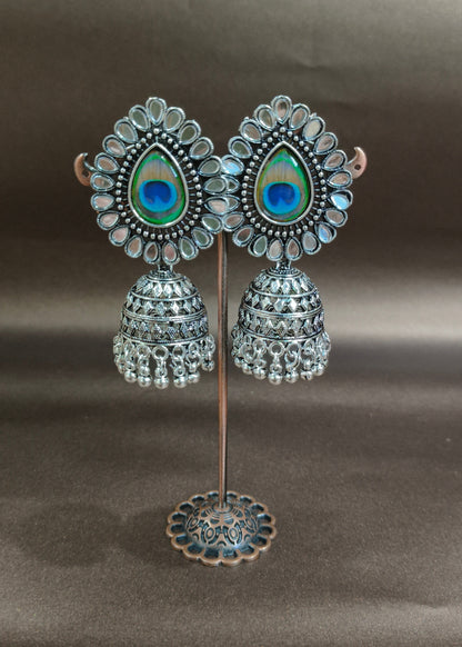 Trending Peacock Oval Jhumka Earrings