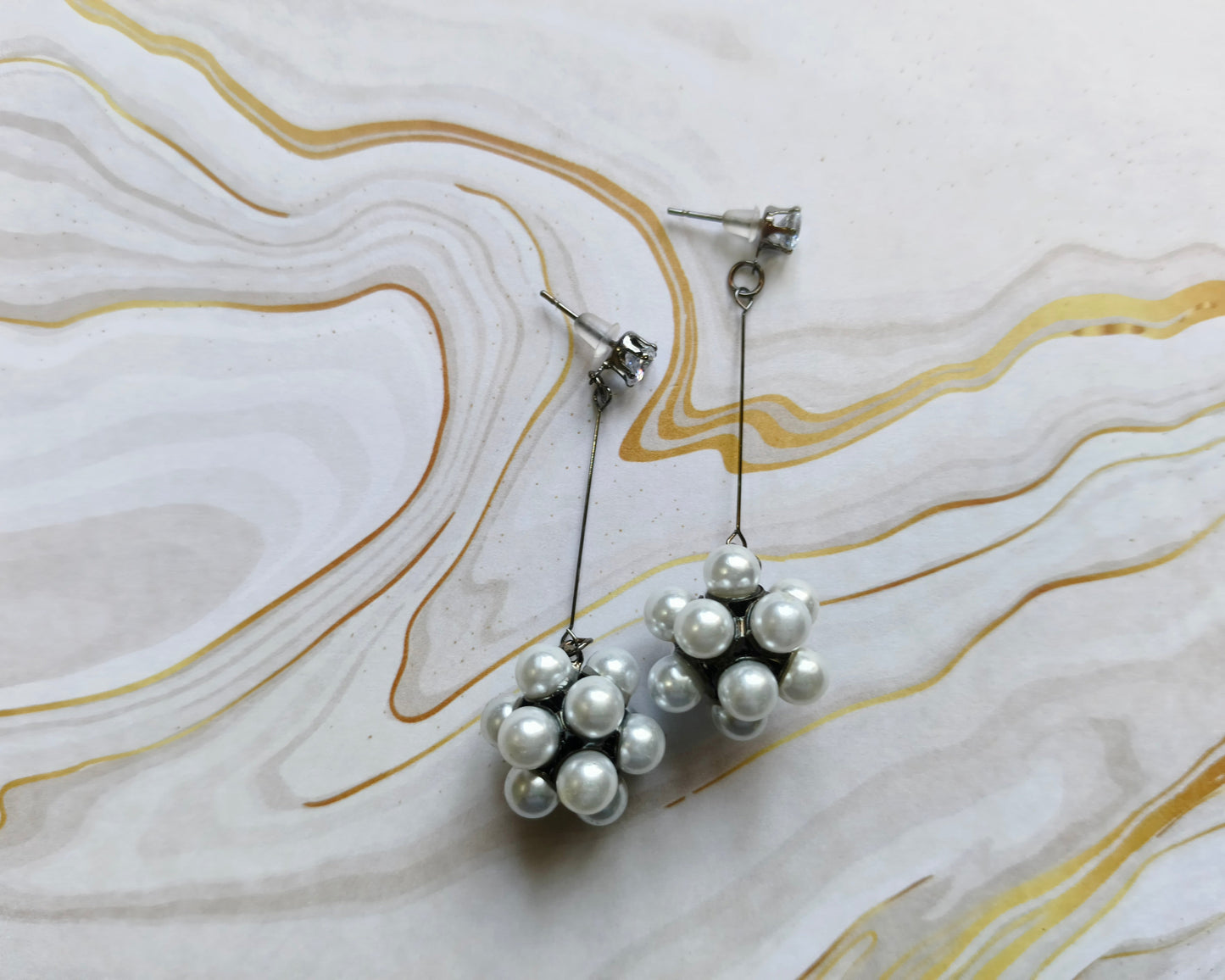 Pearl Cluster Drop Earrings