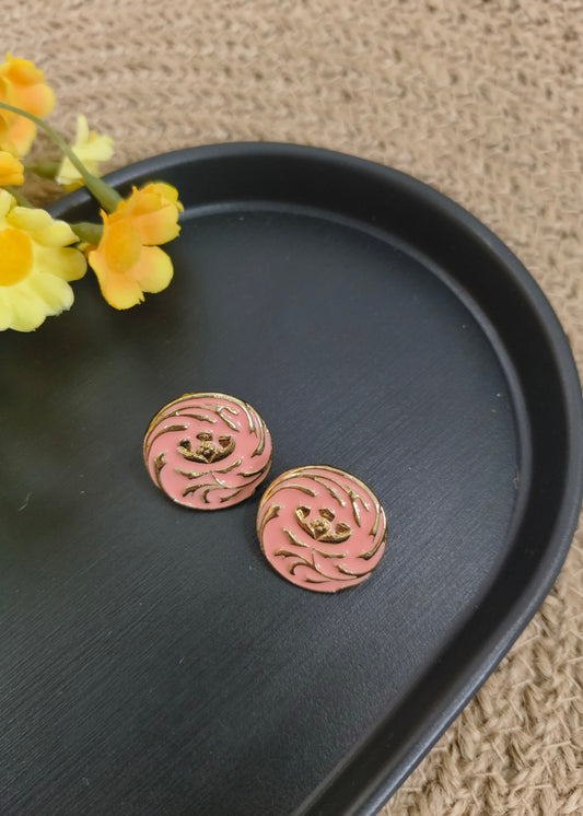 Swirl Stud Earrings - Pink