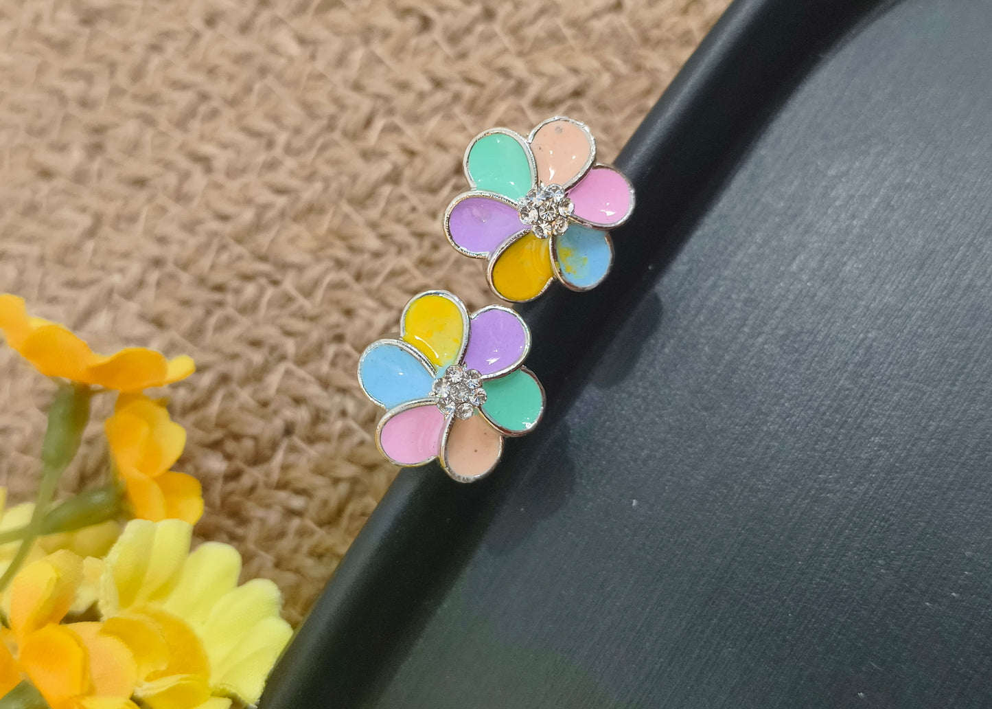 Colorful Floral Stud Earrings