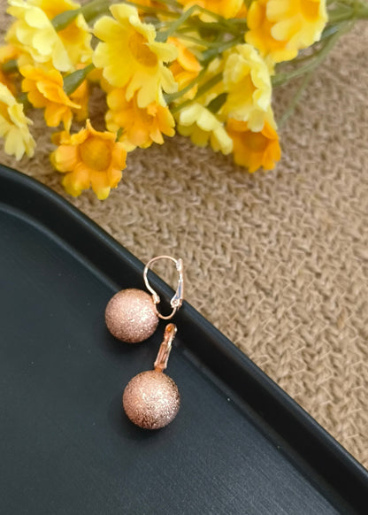 Shiny Spheres Earrings -Rose Gold