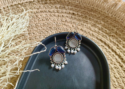 Gemstone Glam Earrings Blue