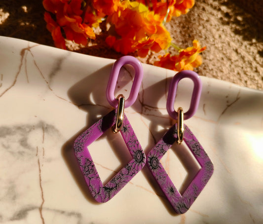 Botanical Beauty Hanging Earrings Purple