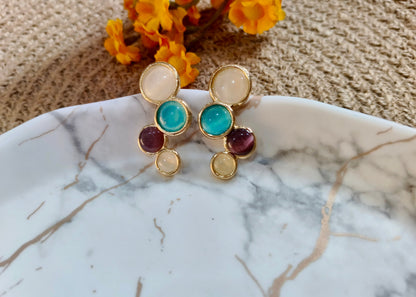 Multi-Gemstone Drop Earrings