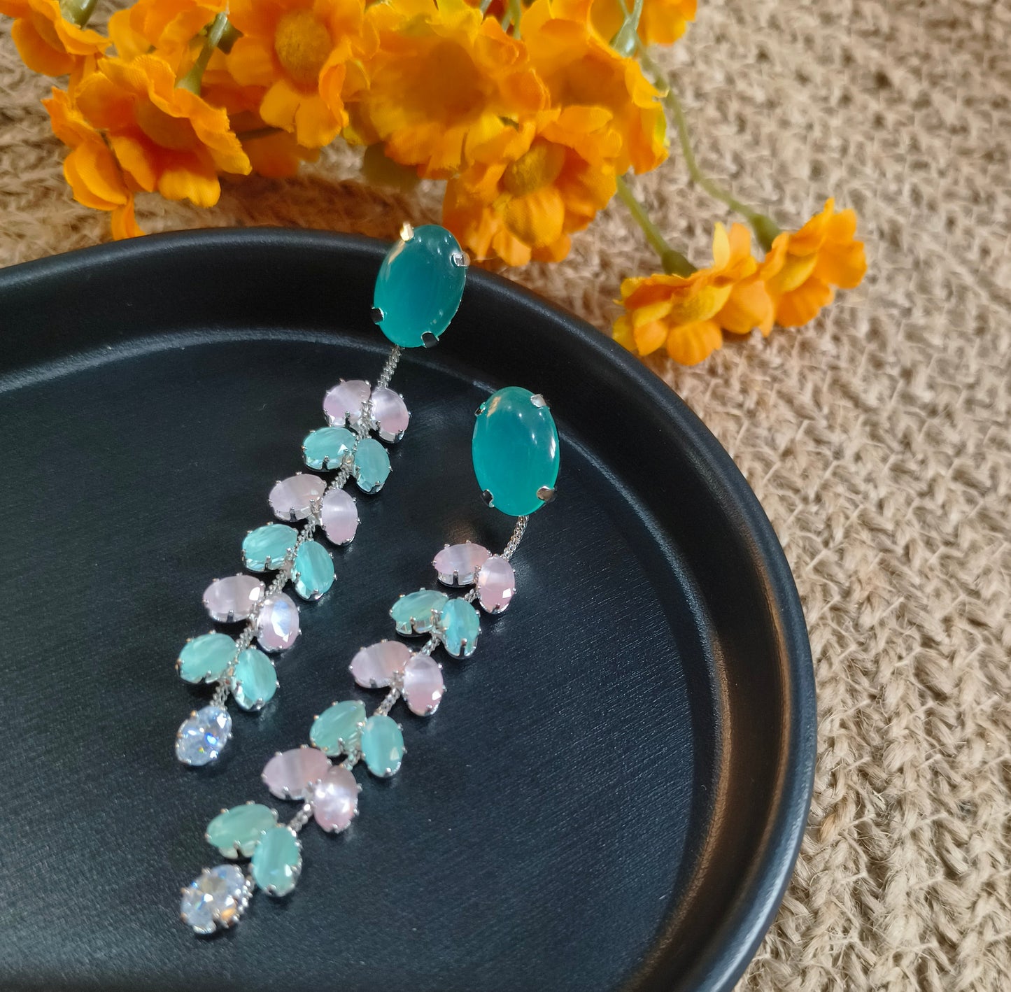 Gradient Gemstone Drop Earrings