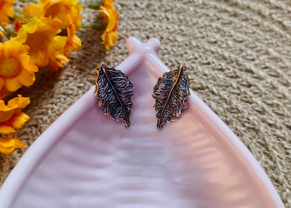 Sterling Leaf Stud Earrings