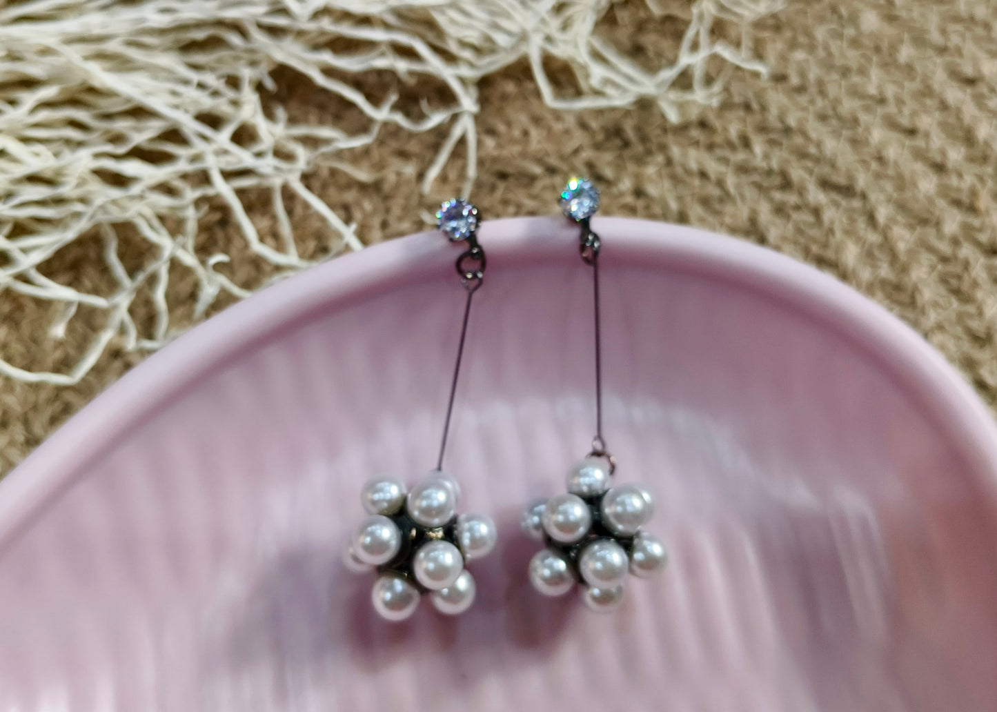 Pearl Cluster Drop Earrings