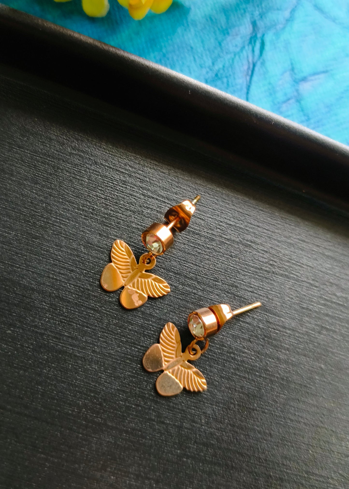 Golden Butterfly Stud Earrings