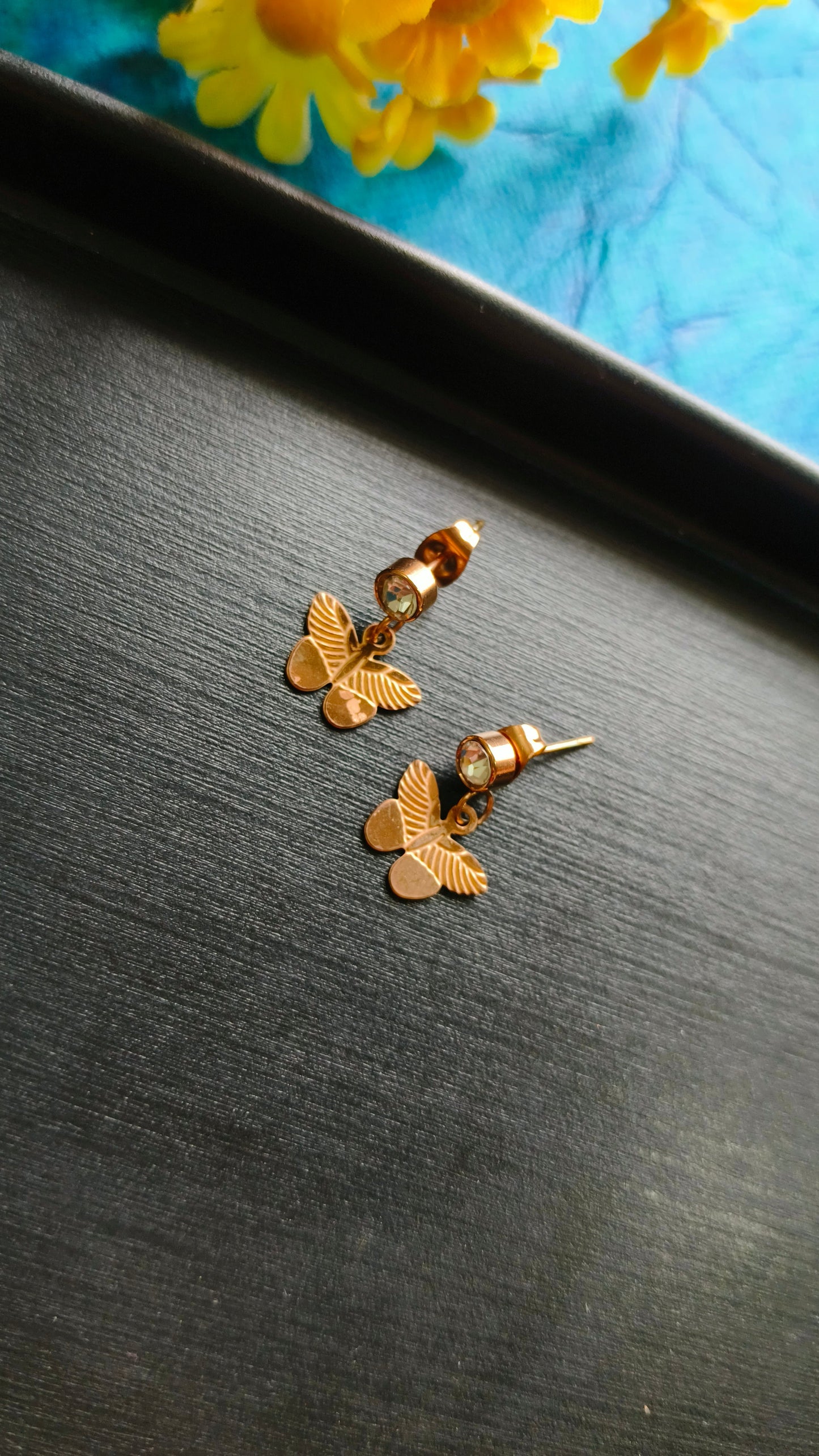 Golden Butterfly Stud Earrings