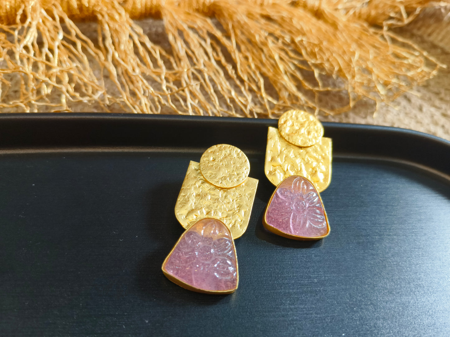 Modern Minimalist Pink Gemstone Earrings