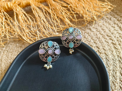 Bohemian Dream: Multi-Gemstone Stud Earrings