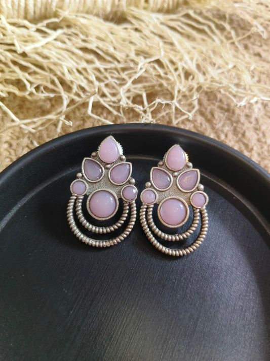 Delicate Dream: Pink Stone and Silver Studs