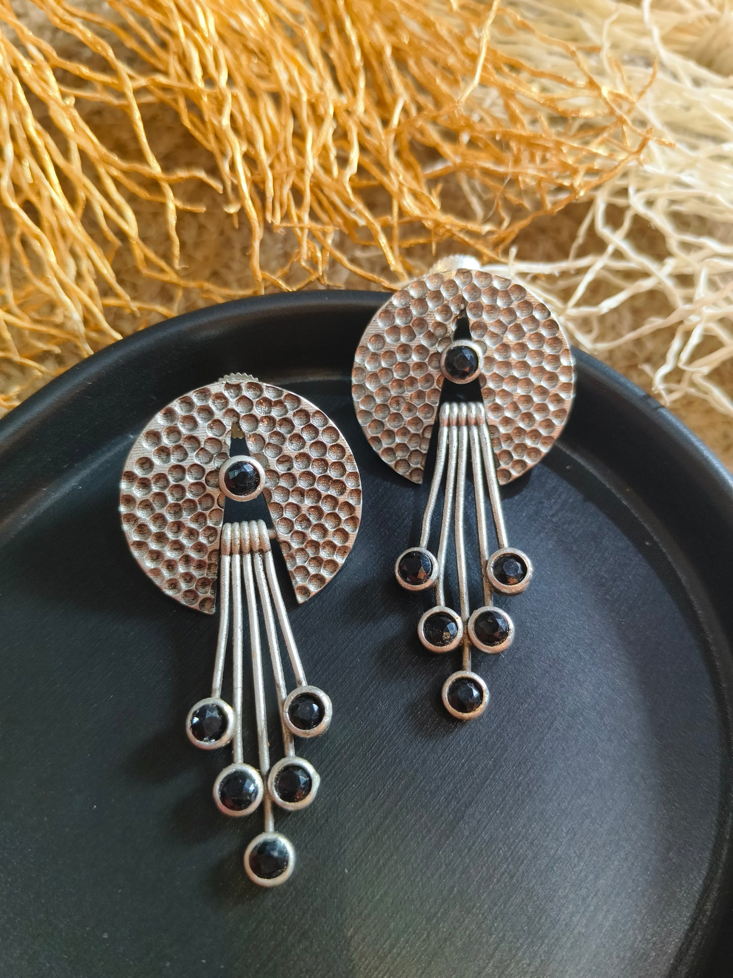 Bohemian Black and Silver Studs