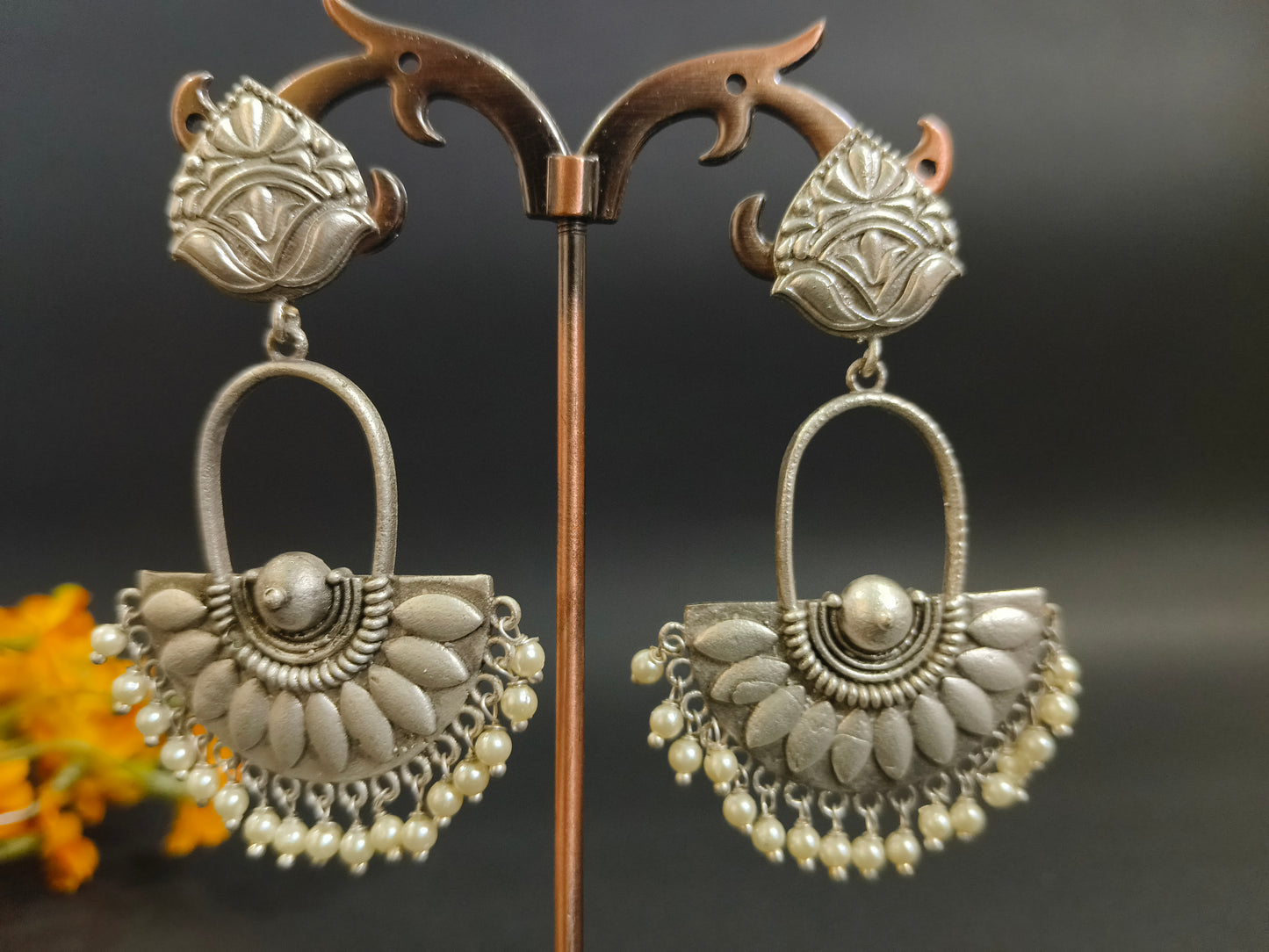 Delicate Elegance: Pearl and Silver Dangler Earrings